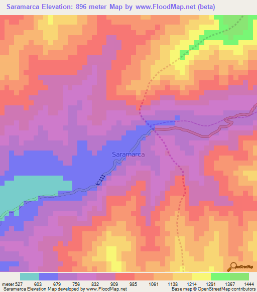 Saramarca,Peru Elevation Map