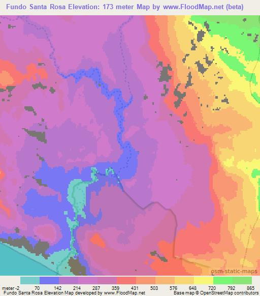 Fundo Santa Rosa,Peru Elevation Map