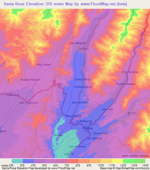 Santa Rosa,Peru Elevation Map