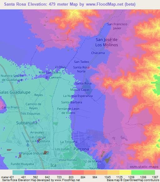 Santa Rosa,Peru Elevation Map