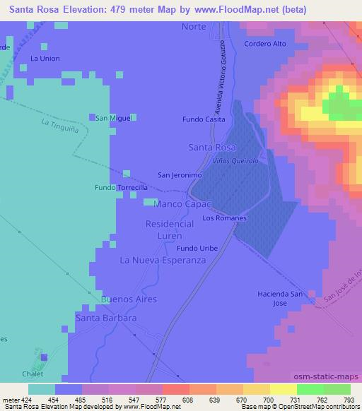 Santa Rosa,Peru Elevation Map