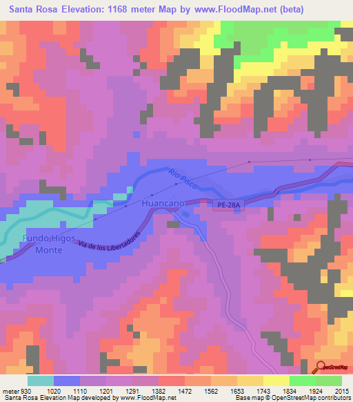 Santa Rosa,Peru Elevation Map