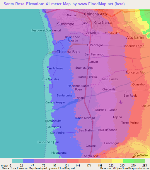 Santa Rosa,Peru Elevation Map