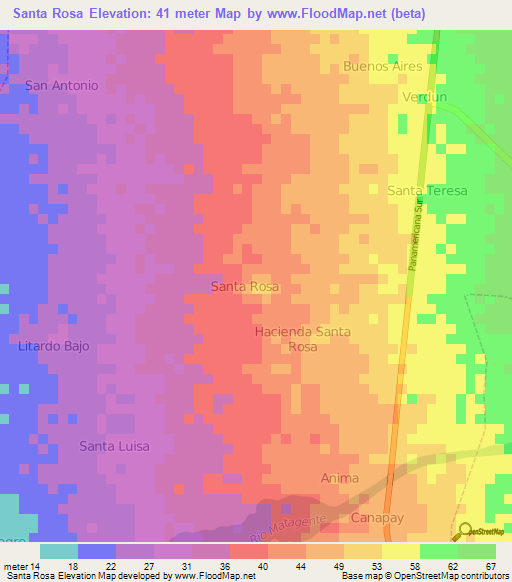 Santa Rosa,Peru Elevation Map