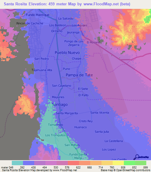 Santa Rosita,Peru Elevation Map