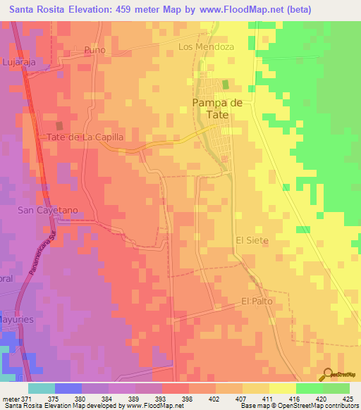 Santa Rosita,Peru Elevation Map