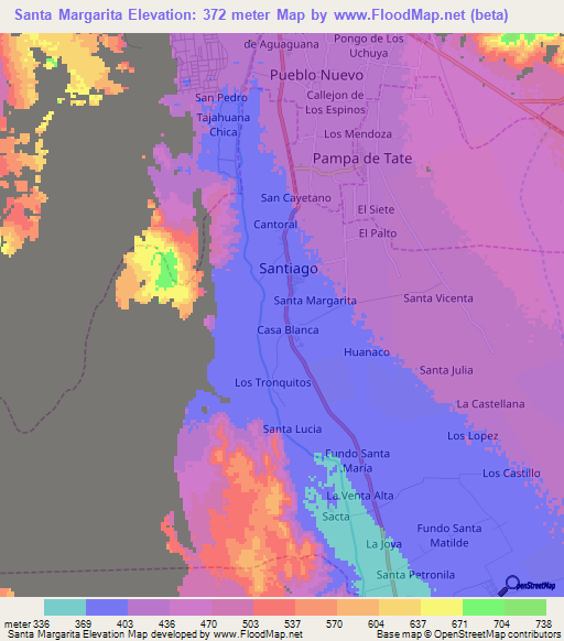 Santa Margarita,Peru Elevation Map