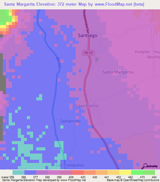 Santa Margarita,Peru Elevation Map