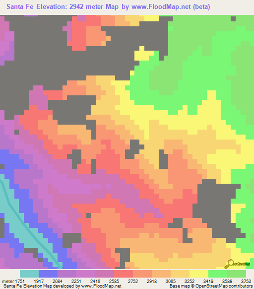 Santa Fe,Peru Elevation Map