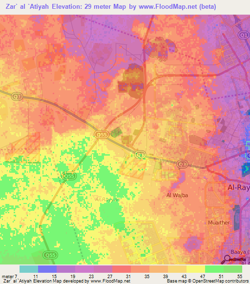 Zar` al `Atiyah,Qatar Elevation Map