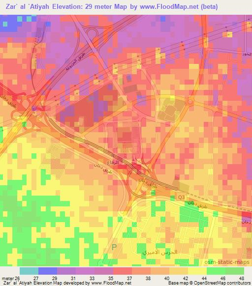 Zar` al `Atiyah,Qatar Elevation Map