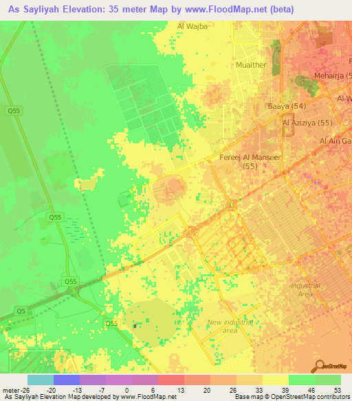 As Sayliyah,Qatar Elevation Map