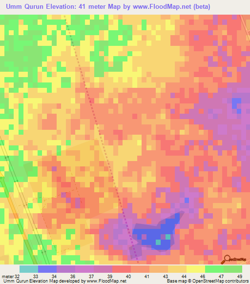 Umm Qurun,Qatar Elevation Map