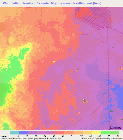 Wadi Jallal,Qatar Elevation Map