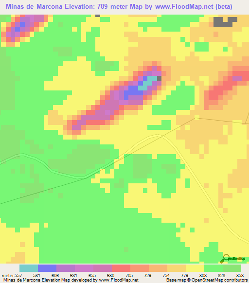 Minas de Marcona,Peru Elevation Map