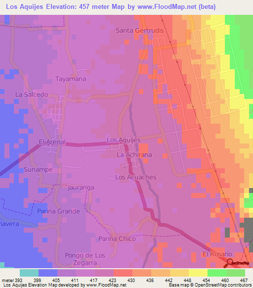 Los Aquijes,Peru Elevation Map