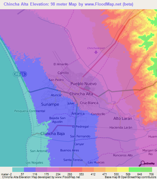Chincha Alta,Peru Elevation Map