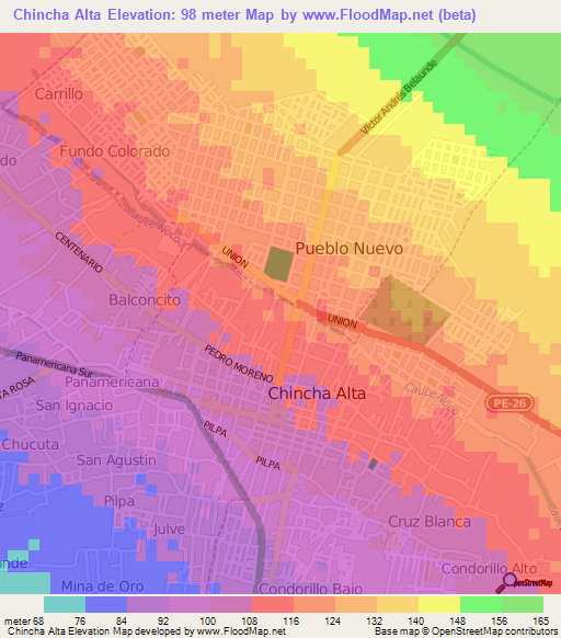 Chincha Alta,Peru Elevation Map