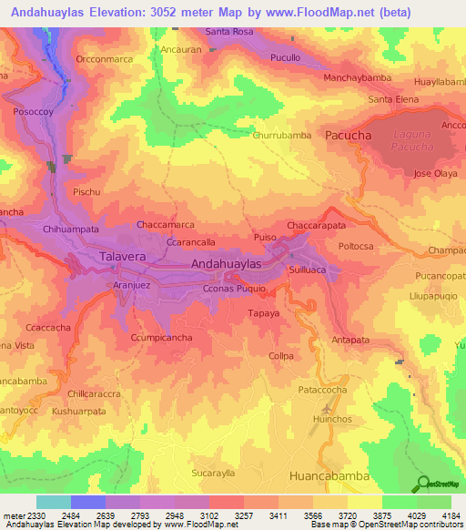 Andahuaylas,Peru Elevation Map