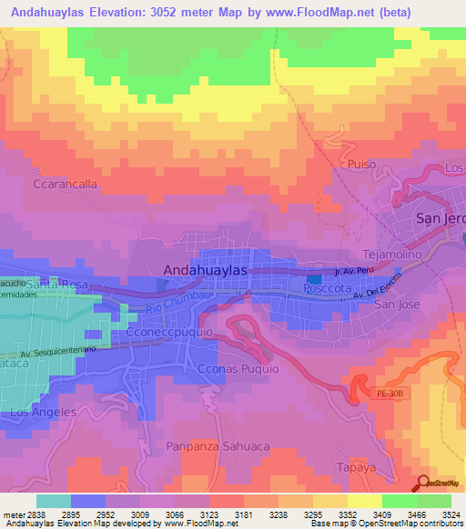 Andahuaylas,Peru Elevation Map