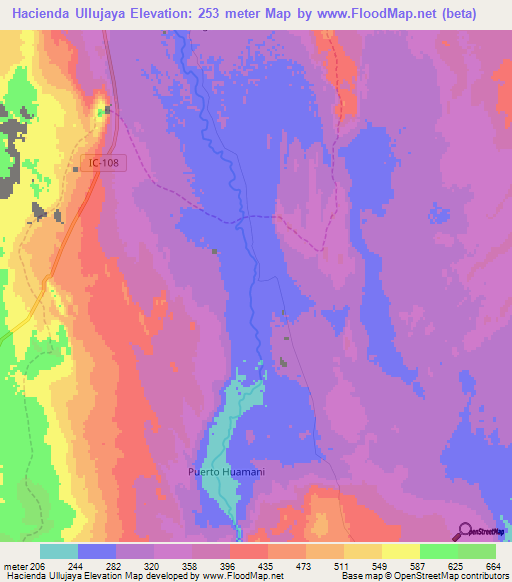 Hacienda Ullujaya,Peru Elevation Map