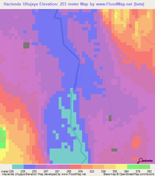 Hacienda Ullujaya,Peru Elevation Map