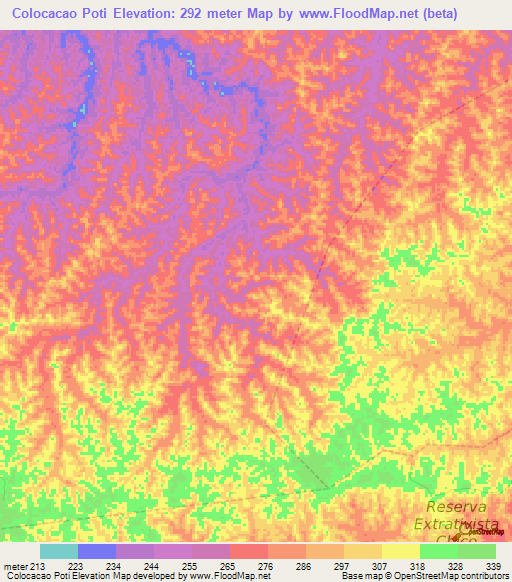 Elevation of Colocacao Poti,Brazil Elevation Map, Topography, Contour