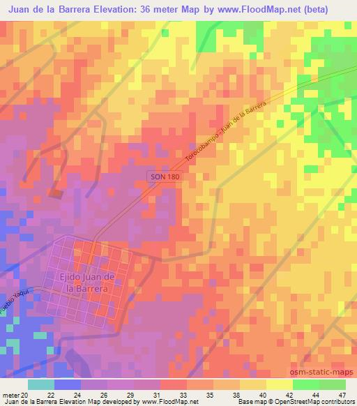Juan de la Barrera,Mexico Elevation Map