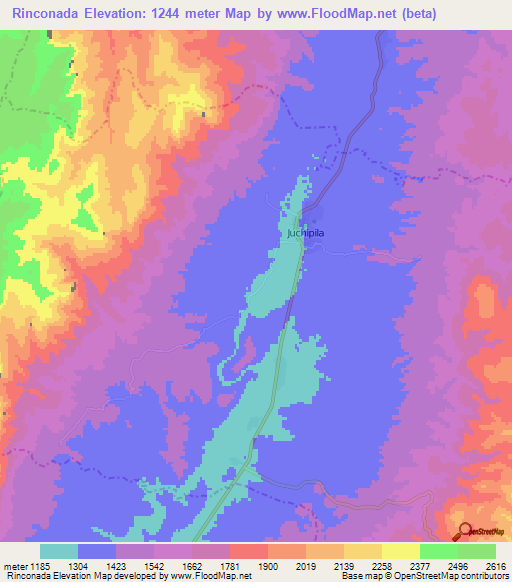 Rinconada,Mexico Elevation Map