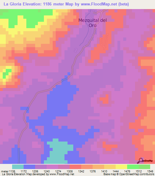 La Gloria,Mexico Elevation Map