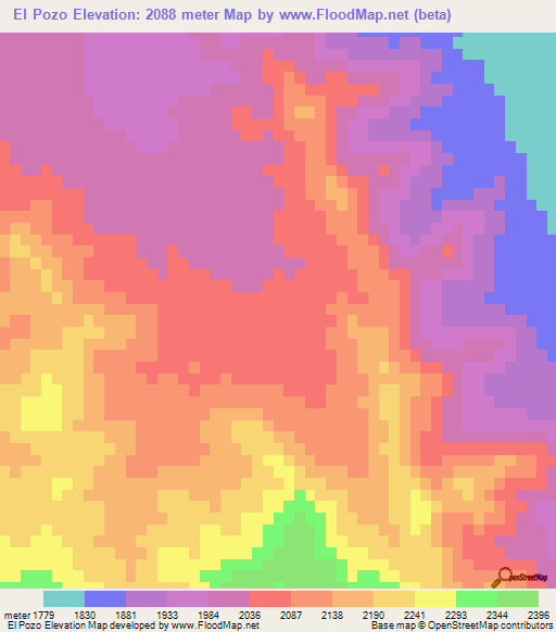 El Pozo,Mexico Elevation Map