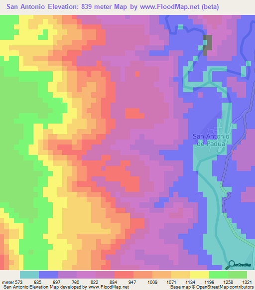 San Antonio,Mexico Elevation Map