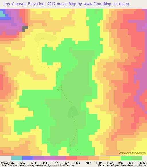 Los Cuervos,Mexico Elevation Map