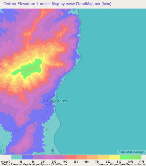 Cedros,Mexico Elevation Map