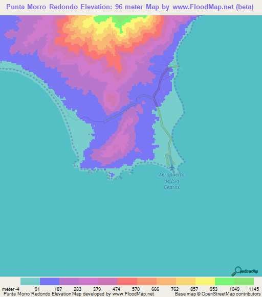 Punta Morro Redondo,Mexico Elevation Map