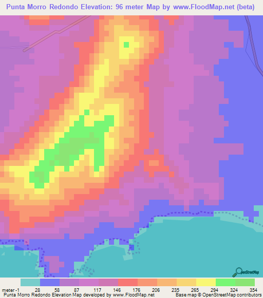 Punta Morro Redondo,Mexico Elevation Map