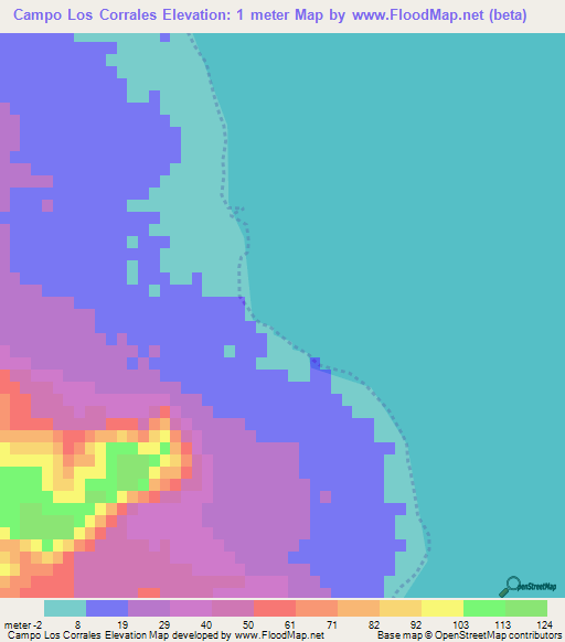 Campo Los Corrales,Mexico Elevation Map