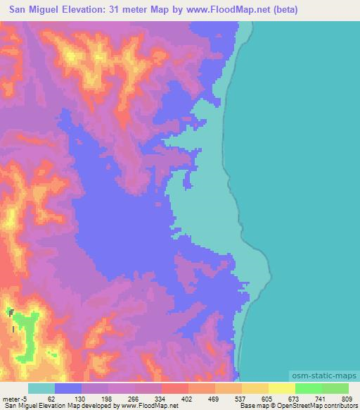 San Miguel,Mexico Elevation Map