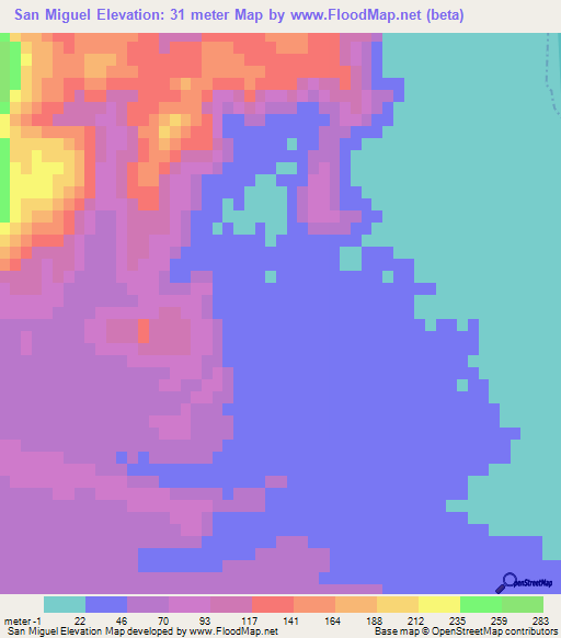 San Miguel,Mexico Elevation Map