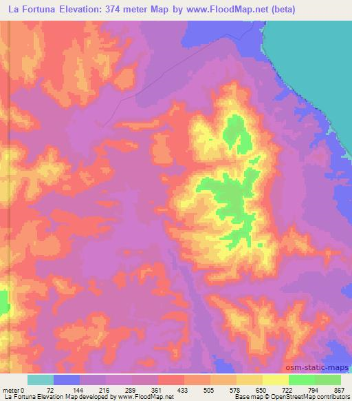 La Fortuna,Mexico Elevation Map