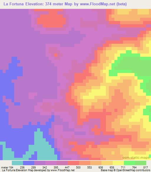 La Fortuna,Mexico Elevation Map