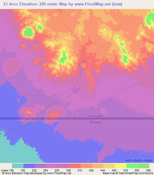 El Arco,Mexico Elevation Map