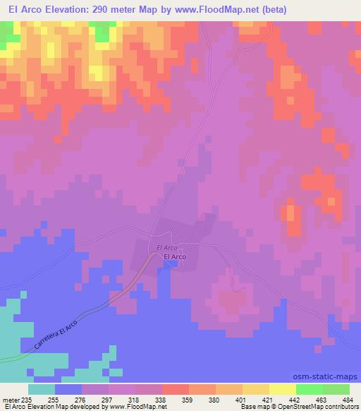 El Arco,Mexico Elevation Map