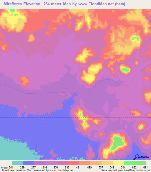 Miraflores,Mexico Elevation Map