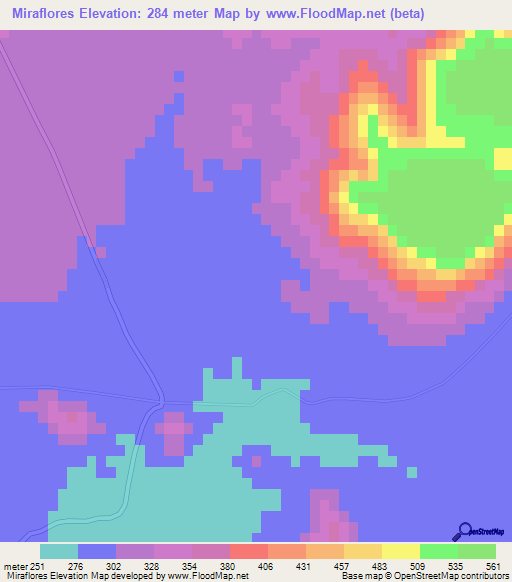 Miraflores,Mexico Elevation Map