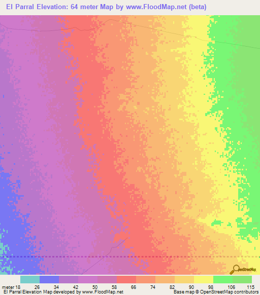 El Parral,Mexico Elevation Map