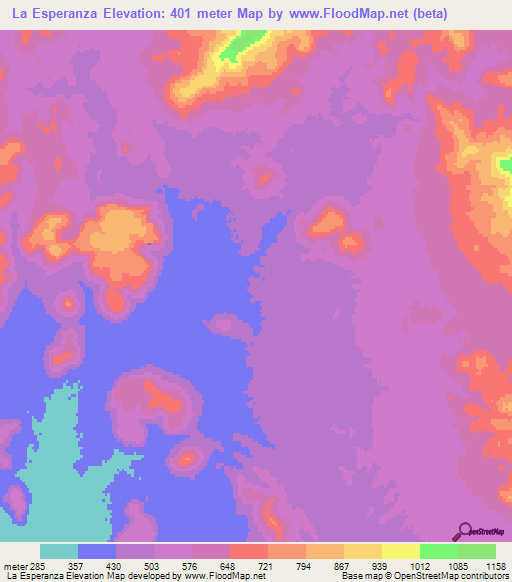 La Esperanza,Mexico Elevation Map