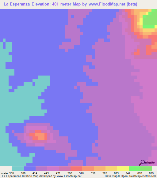 La Esperanza,Mexico Elevation Map