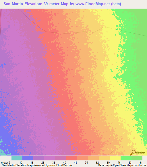 San Martin,Mexico Elevation Map