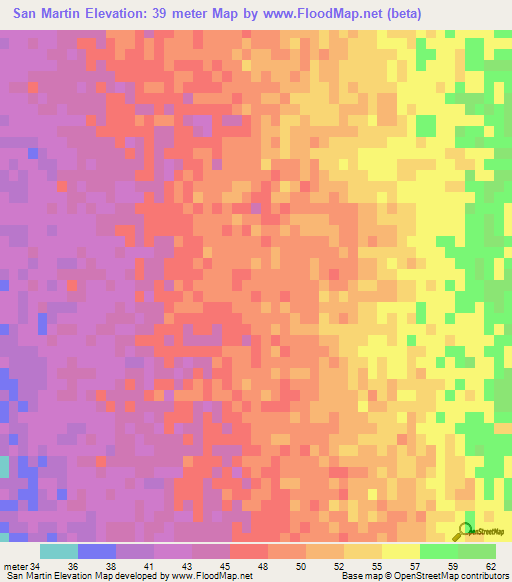 San Martin,Mexico Elevation Map